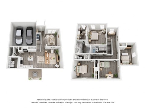 Floor plan for 4 beds, 2.5 baths, 1976 sqft